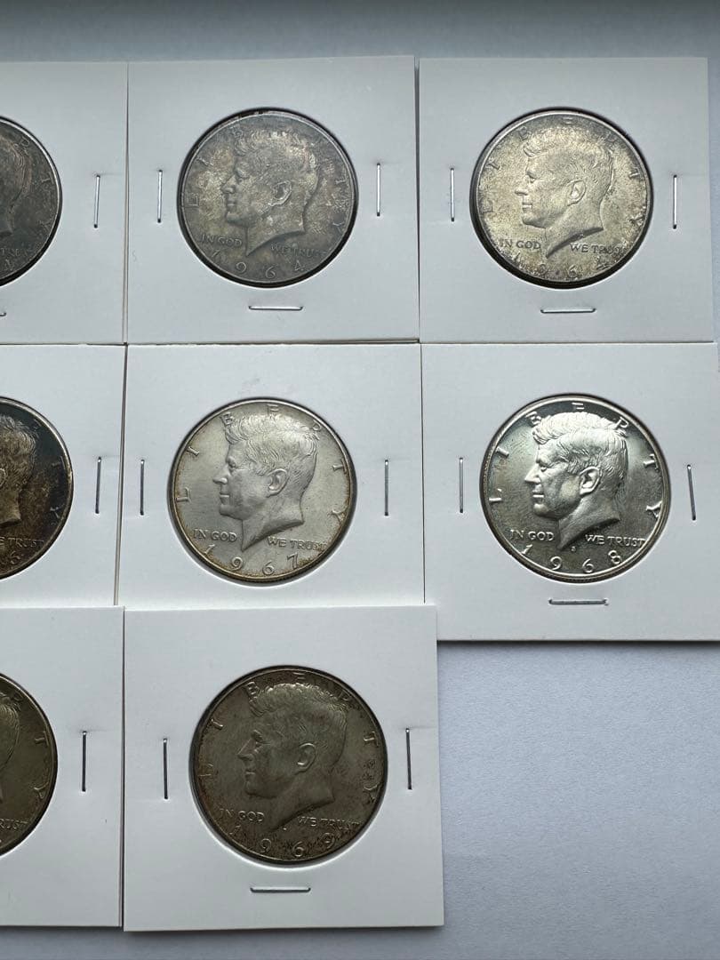 アメリカ銀貨　10枚　1964年 ケネディ銀貨　古銭銀貨　ハーフダラー銀貨 本物