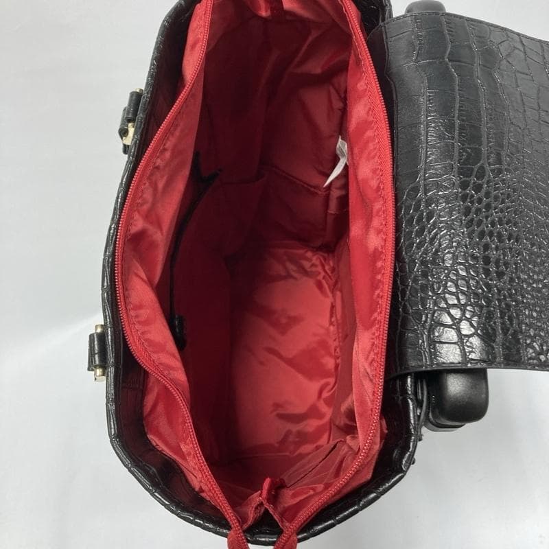 スワニー/クロコ型押し/4輪キャリーバッグ/ゴムタイヤ/トップオープン