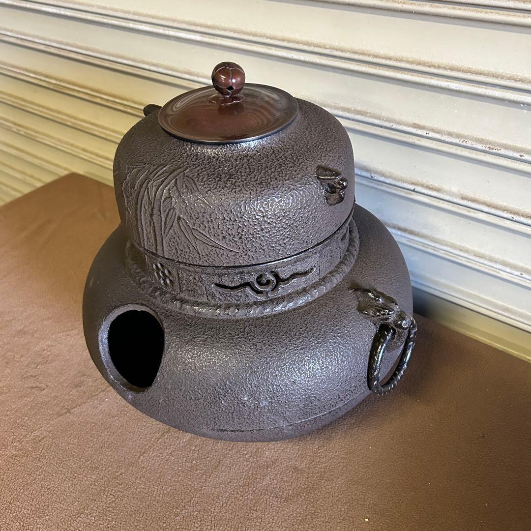 CL10★茶道具★ 茶釜 風炉釜 上鬼面大 昭和レトロ 工芸品