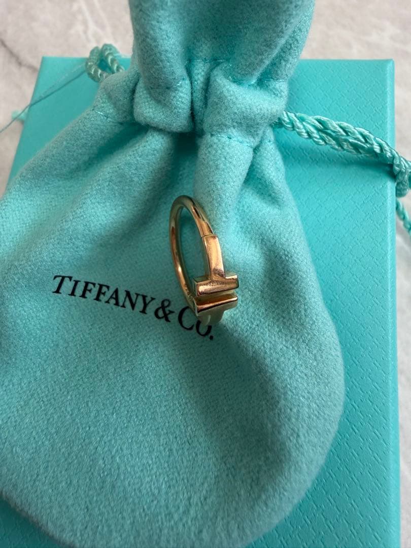 Tiffany T ワイヤーリング　ローズゴールド　K18 9号