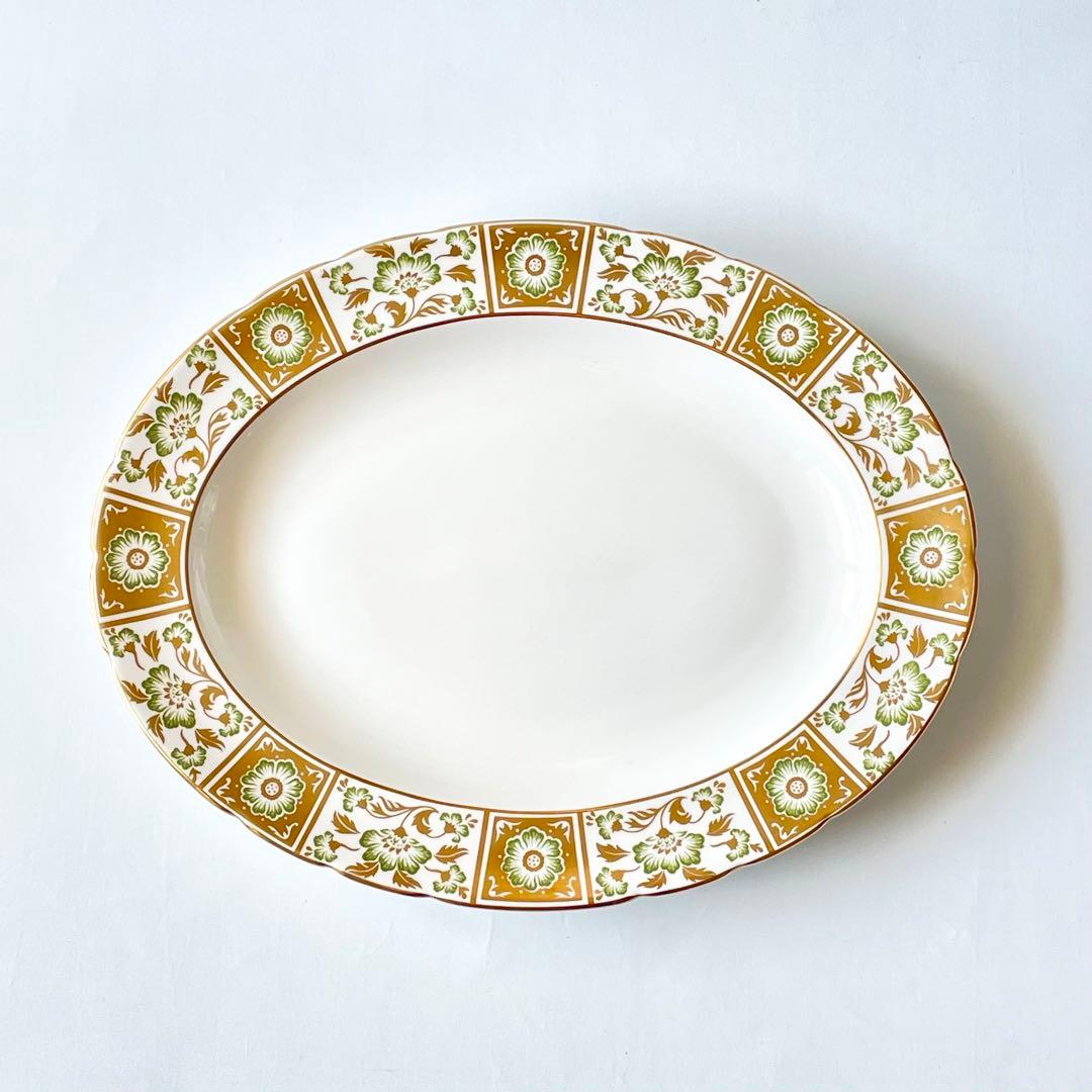 (A) ロイヤルクラウンダービー グリーンダービーパネル オーバルプレート