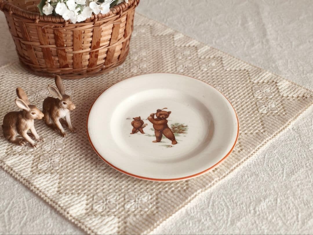 * vintage plate ❀ 愉快なクマさん プレート 13.5 cm