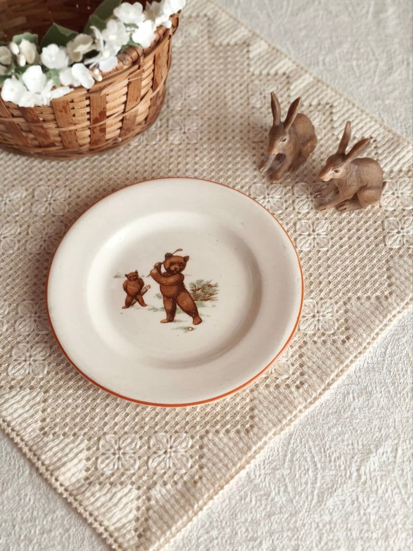 * vintage plate ❀ 愉快なクマさん プレート 13.5 cm