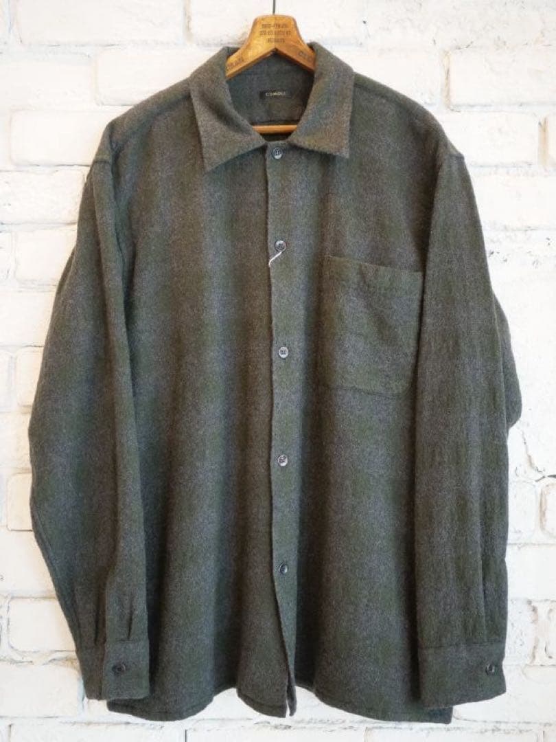 COMOLI ウールチェックオープンカラーシャツ