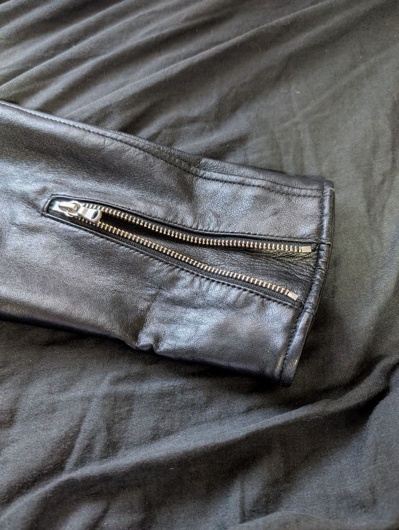 【美品】ナノユニバース　襟付きラムレザーシングルライダースジャケット　XL