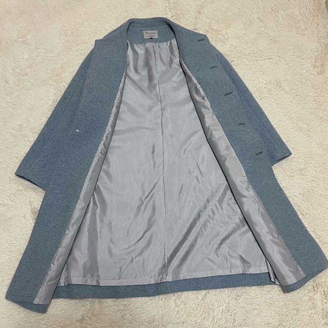 ♡美品♡ le minor ルミノア ノーカラーコート　ロング 水色 38