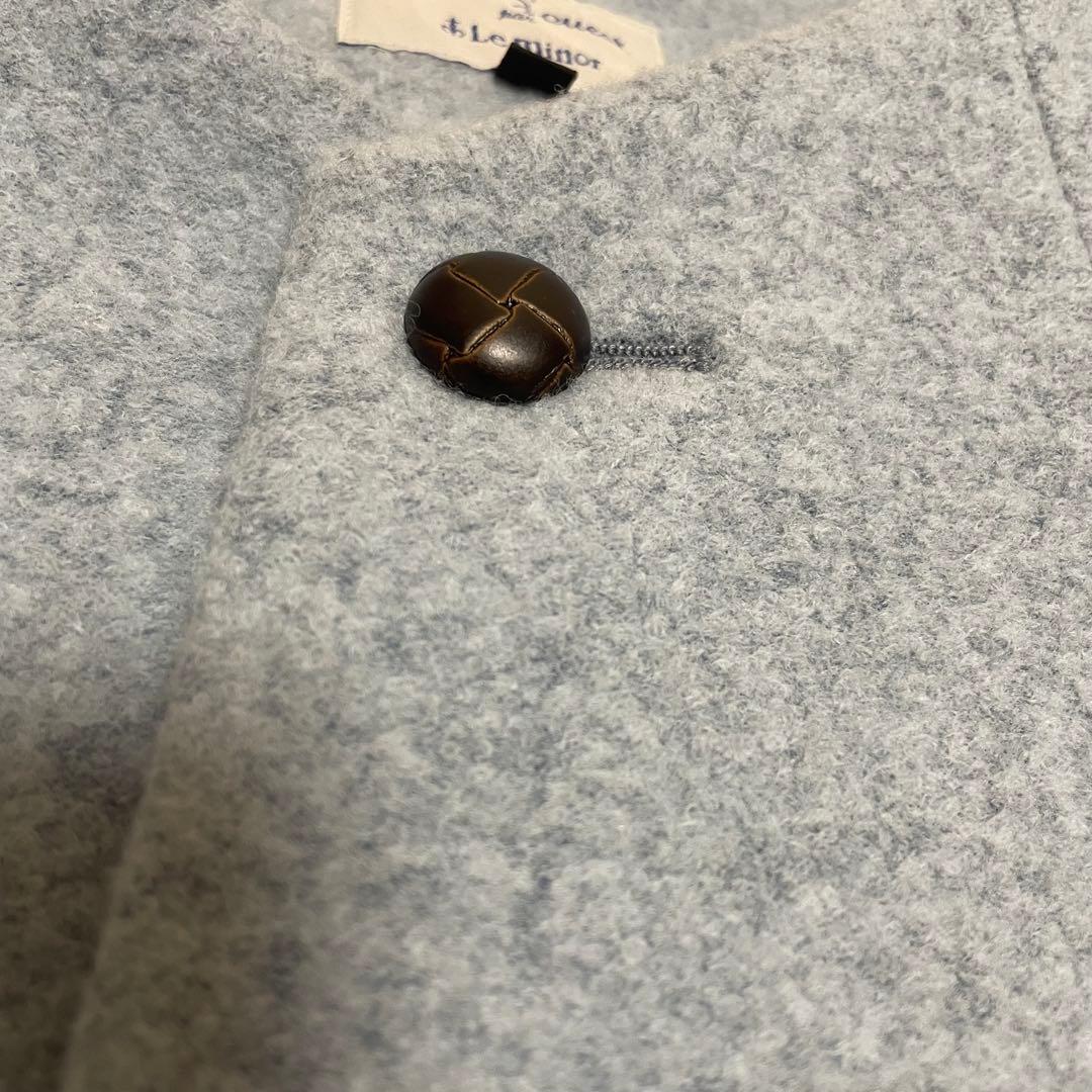 ♡美品♡ le minor ルミノア ノーカラーコート　ロング 水色 38