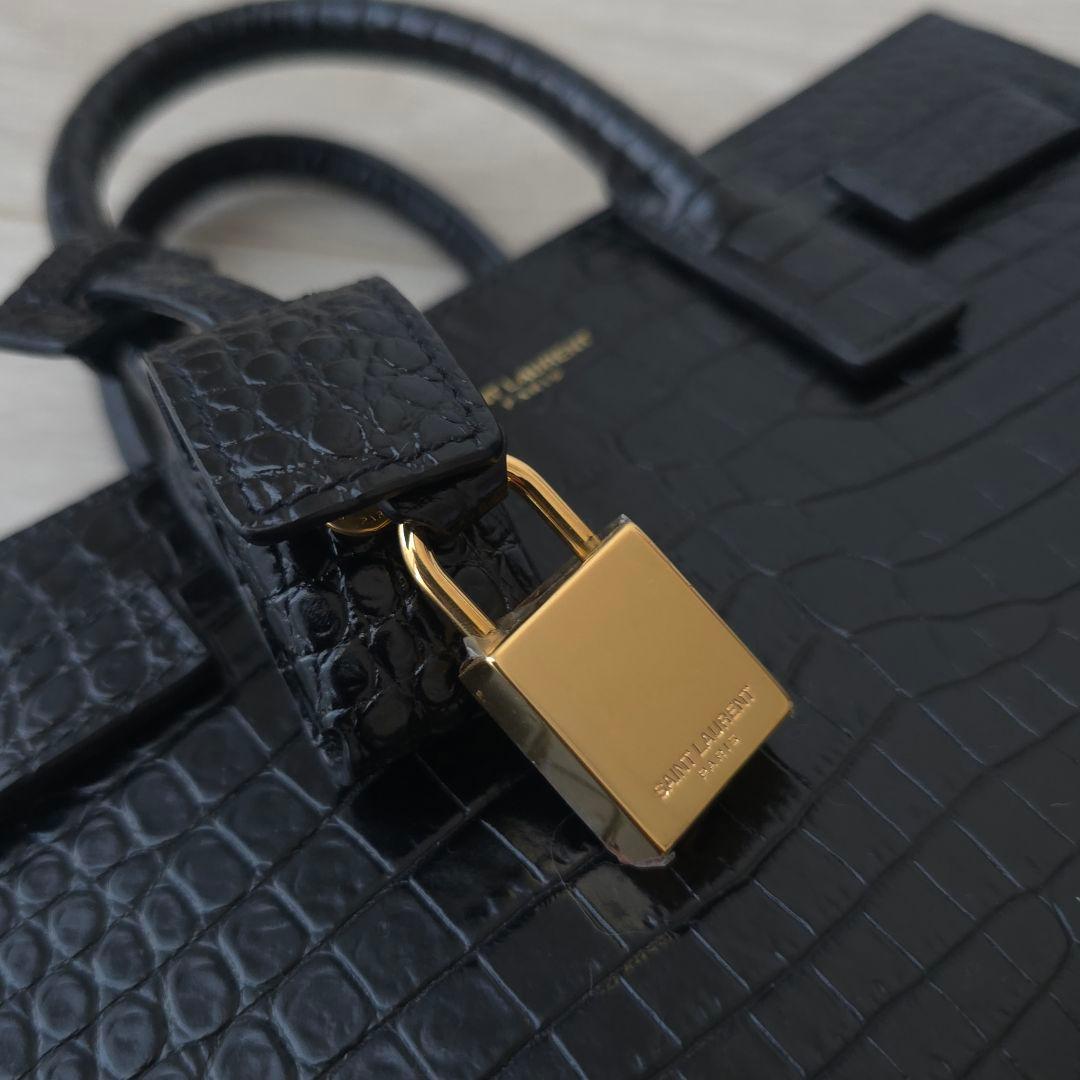 極美品【サンローラン】サックドジュール　ナノ　クロコエンボス　トートバッグ
