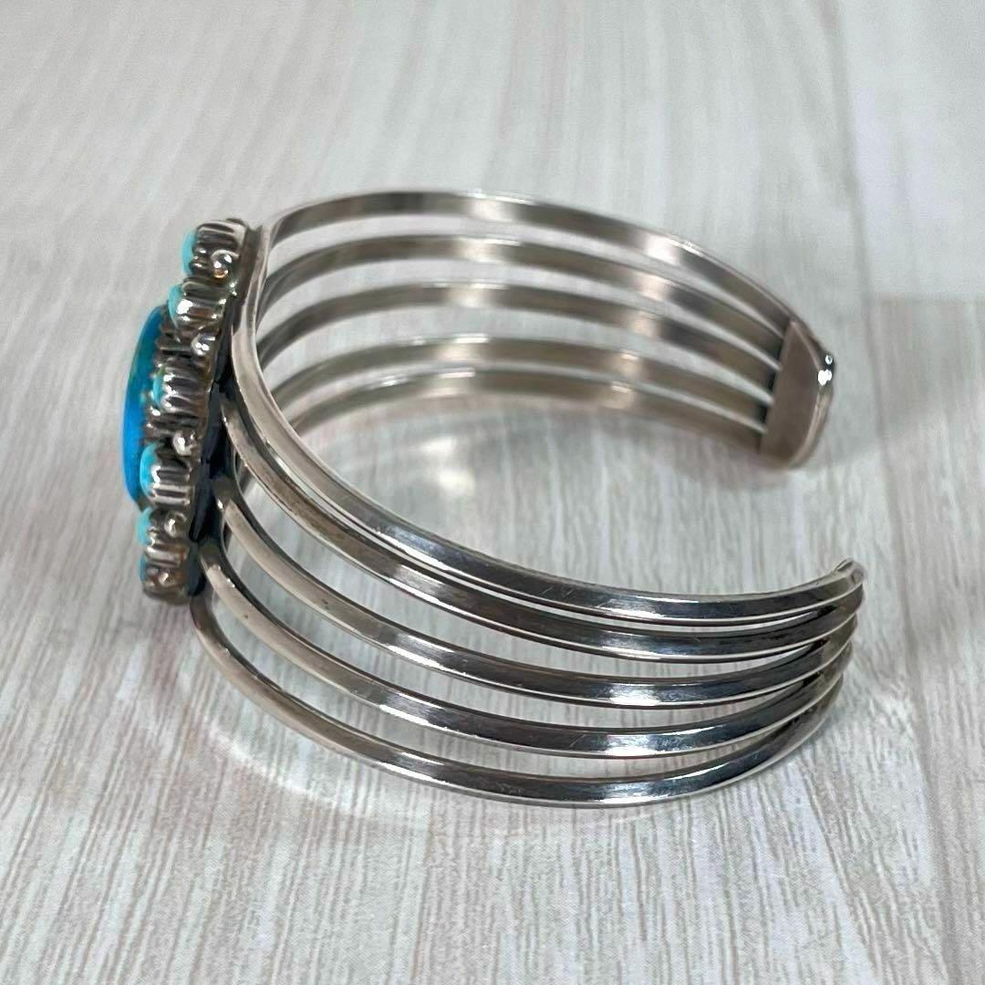 【極美品】ナバホ族 インディアンジュエリー　5連バングル　ターコイズ　シルバー