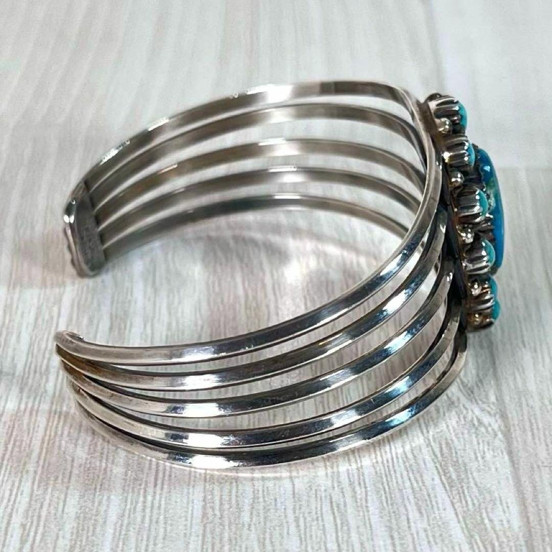 【極美品】ナバホ族 インディアンジュエリー　5連バングル　ターコイズ　シルバー