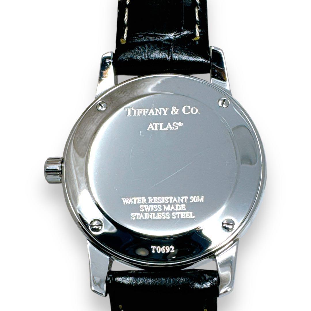 ティファニー アトラス ドーム クォーツ 革ベルト ブラック レディース 時計