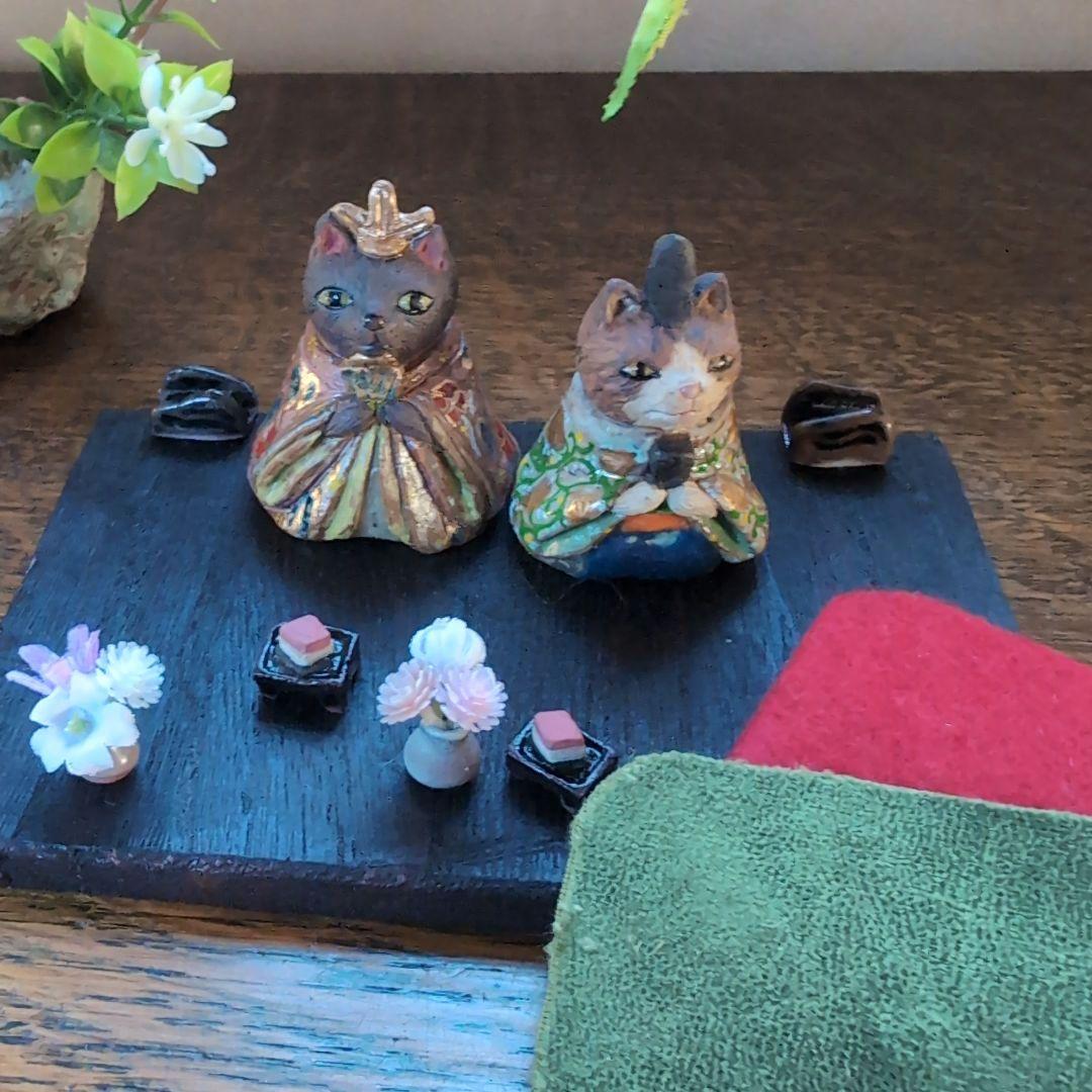 猫の雛人形5 陶器製 伝統的スタイル