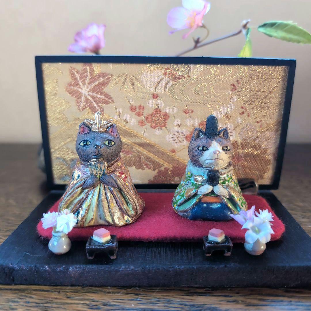 猫の雛人形5 陶器製 伝統的スタイル