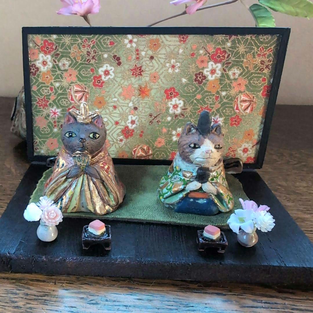 猫の雛人形5 陶器製 伝統的スタイル