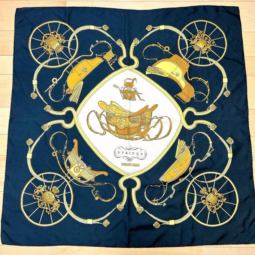 HERMÈS エルメス SPRINGS カレ90 スカーフ シルク