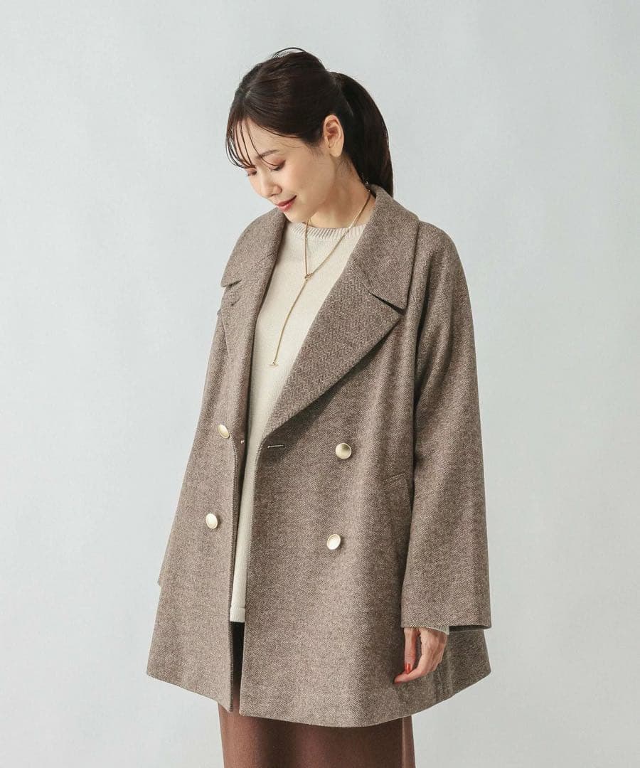 GLOBAL WORK 軽やかストレッチ襟2WAYミドルコート