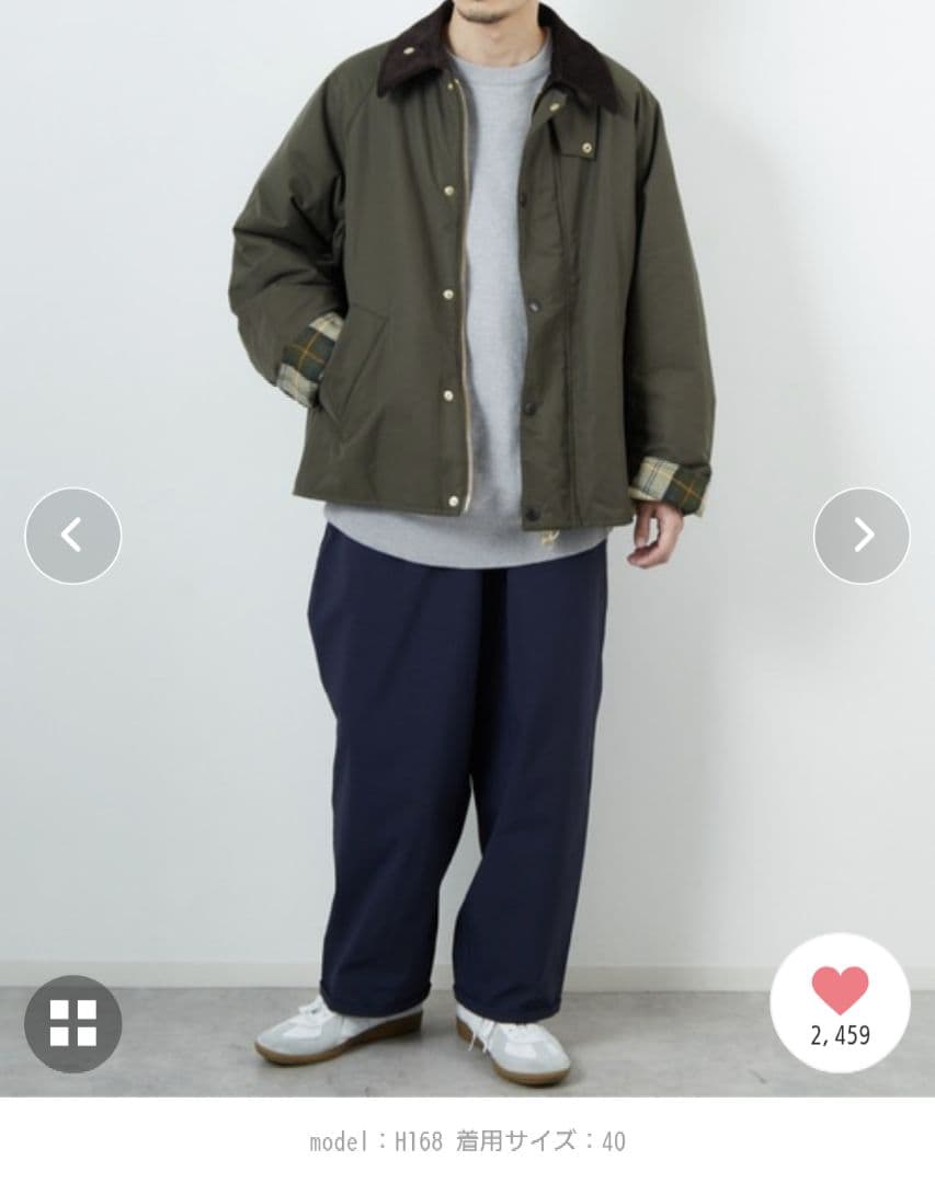 Barbour 　トランスポート　中綿 40　 オリーブ　男女兼用