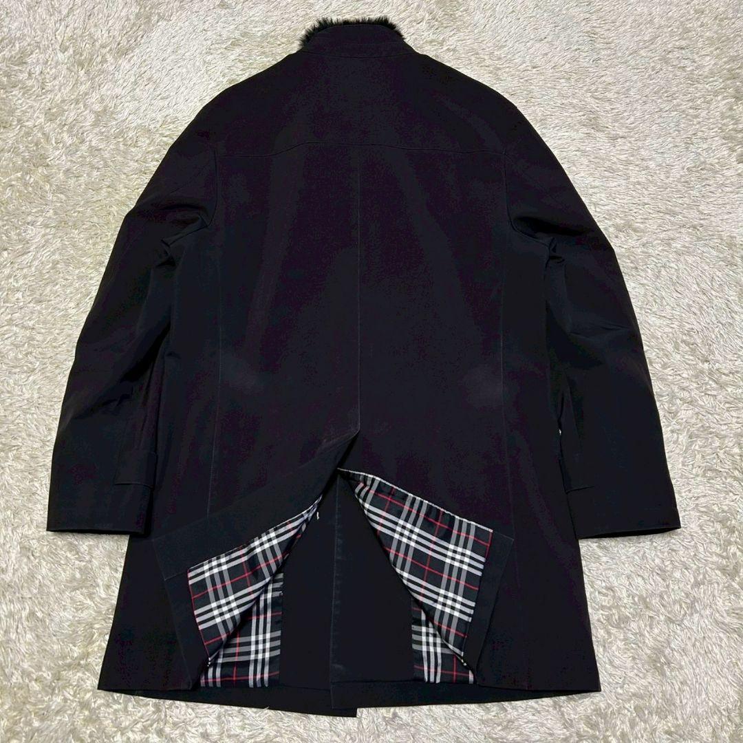 【希少】バーバリーブラックレーベル　比翼コート　ラビットファー　黒　ノバチェック