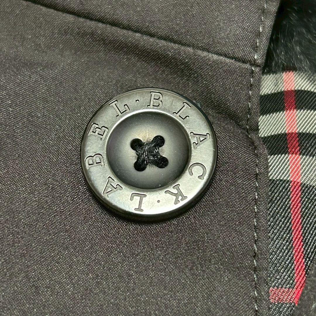【希少】バーバリーブラックレーベル　比翼コート　ラビットファー　黒　ノバチェック