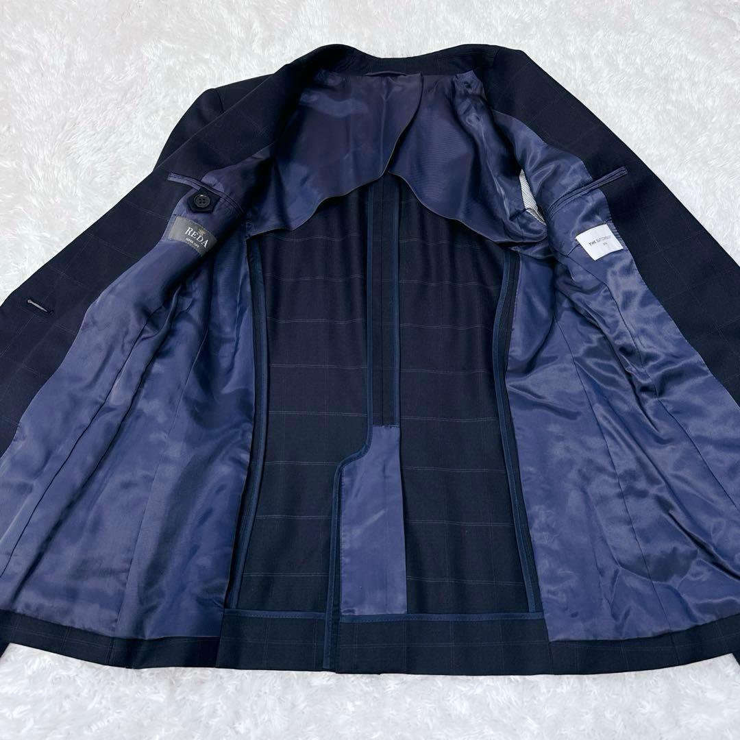 【美品】スーツカンパニー REDA グレンチェック ウール パンツスーツ L