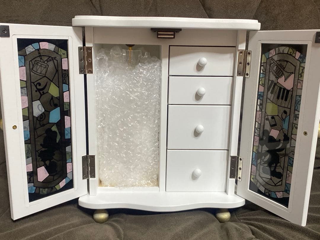 【新品未使用】ディズニー ステンドグラス風 アクセサリー収納 ミッキー＆ミニー