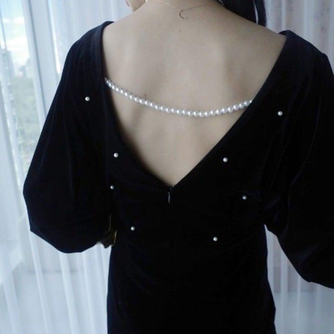 【uuu】Ameri BACK OPEN VELOUR DRESS