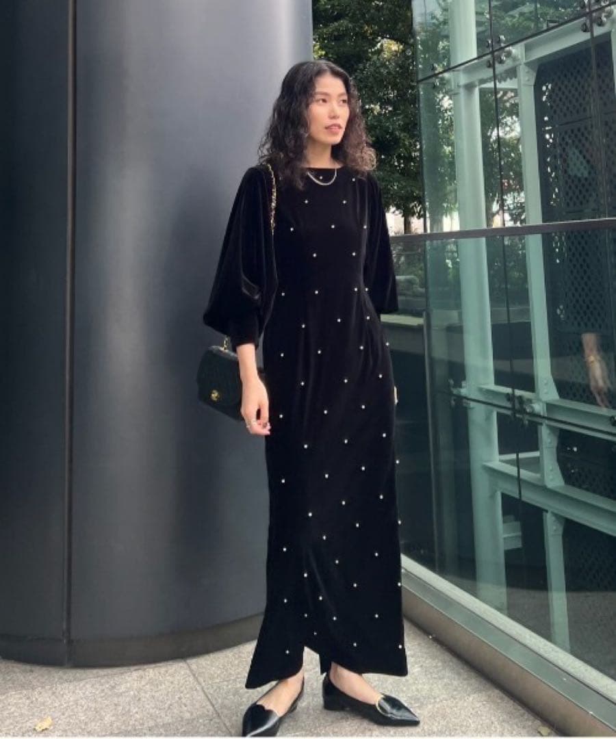 【uuu】Ameri BACK OPEN VELOUR DRESS
