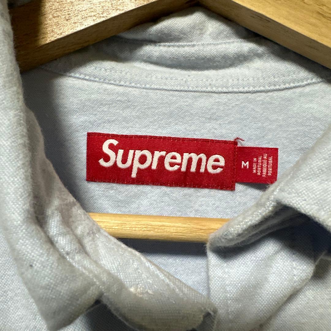 チ*き様 Supreme クラウン　刺繍ロゴ 長袖シャツ M ライトブルー