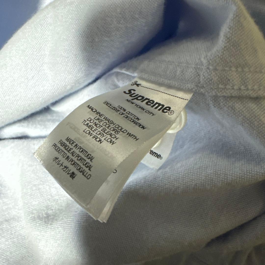 チ*き様 Supreme クラウン　刺繍ロゴ 長袖シャツ M ライトブルー