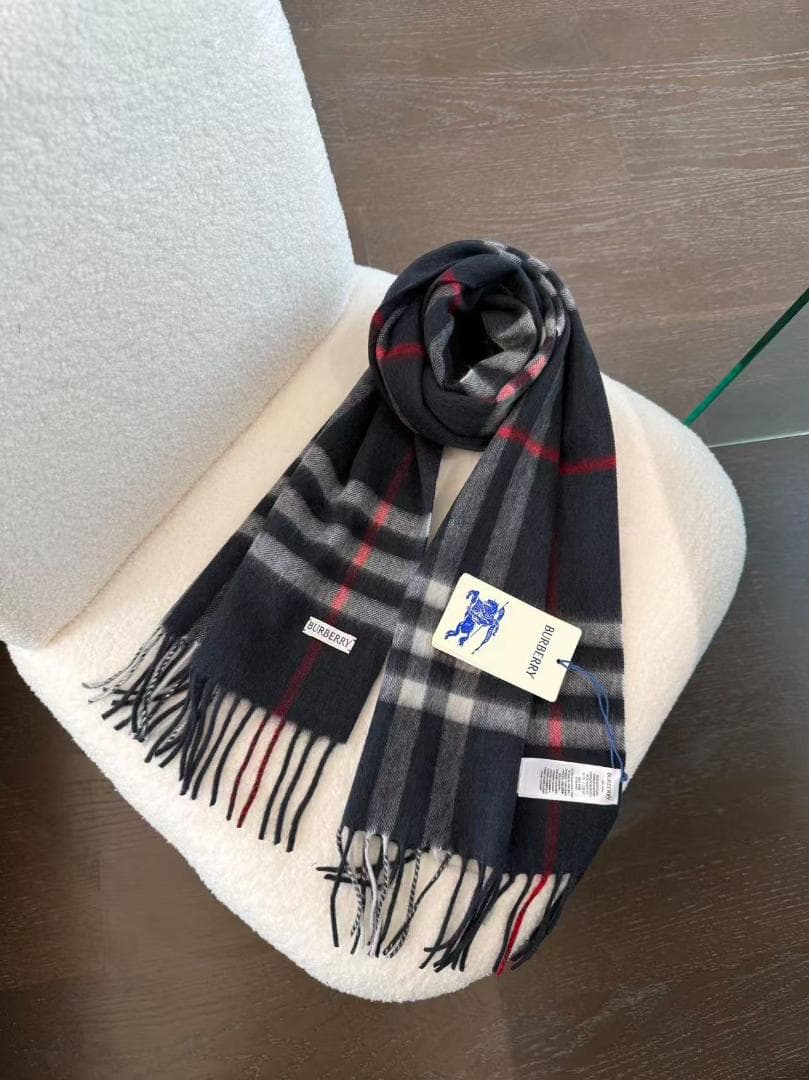 チェック柄マフラー グレー/ブラック30*180cm