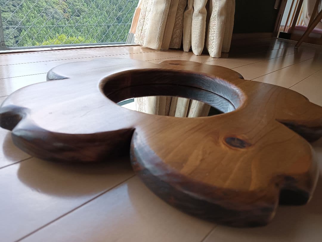 桜　木製手作り　壁掛けミラー
