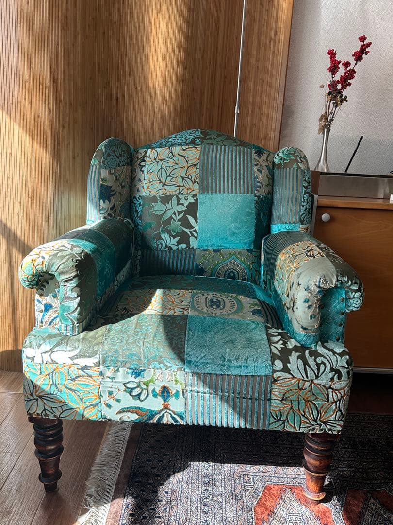 日本製　チェア　ベルベット　パッチワークソファ　定価¥69,000