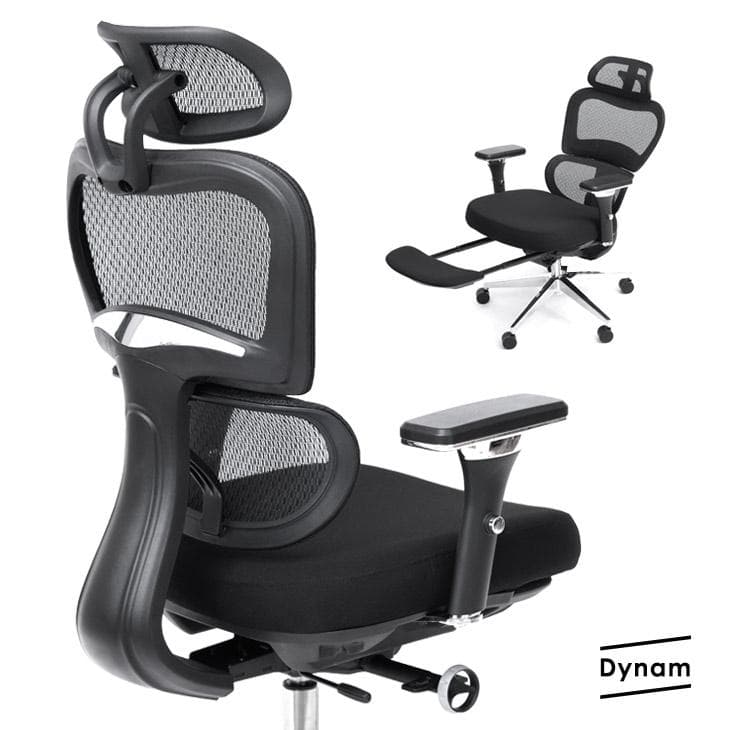 フットレスト付き 4Dアームレスト オフィスチェア 座面スライド