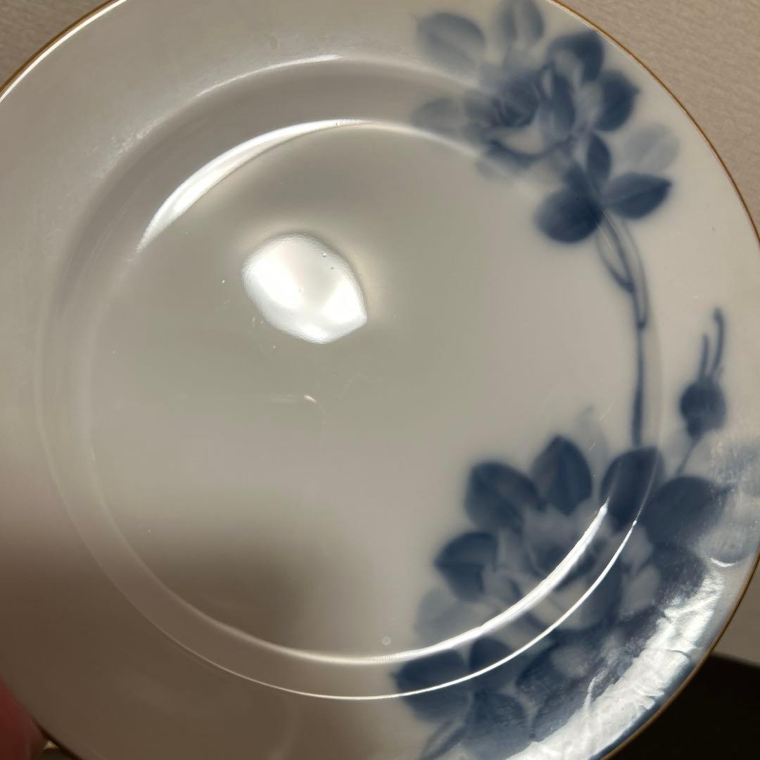 大倉陶園　ブルーローズ　デザートプレート 19.5cm ハンドデコレーテッド