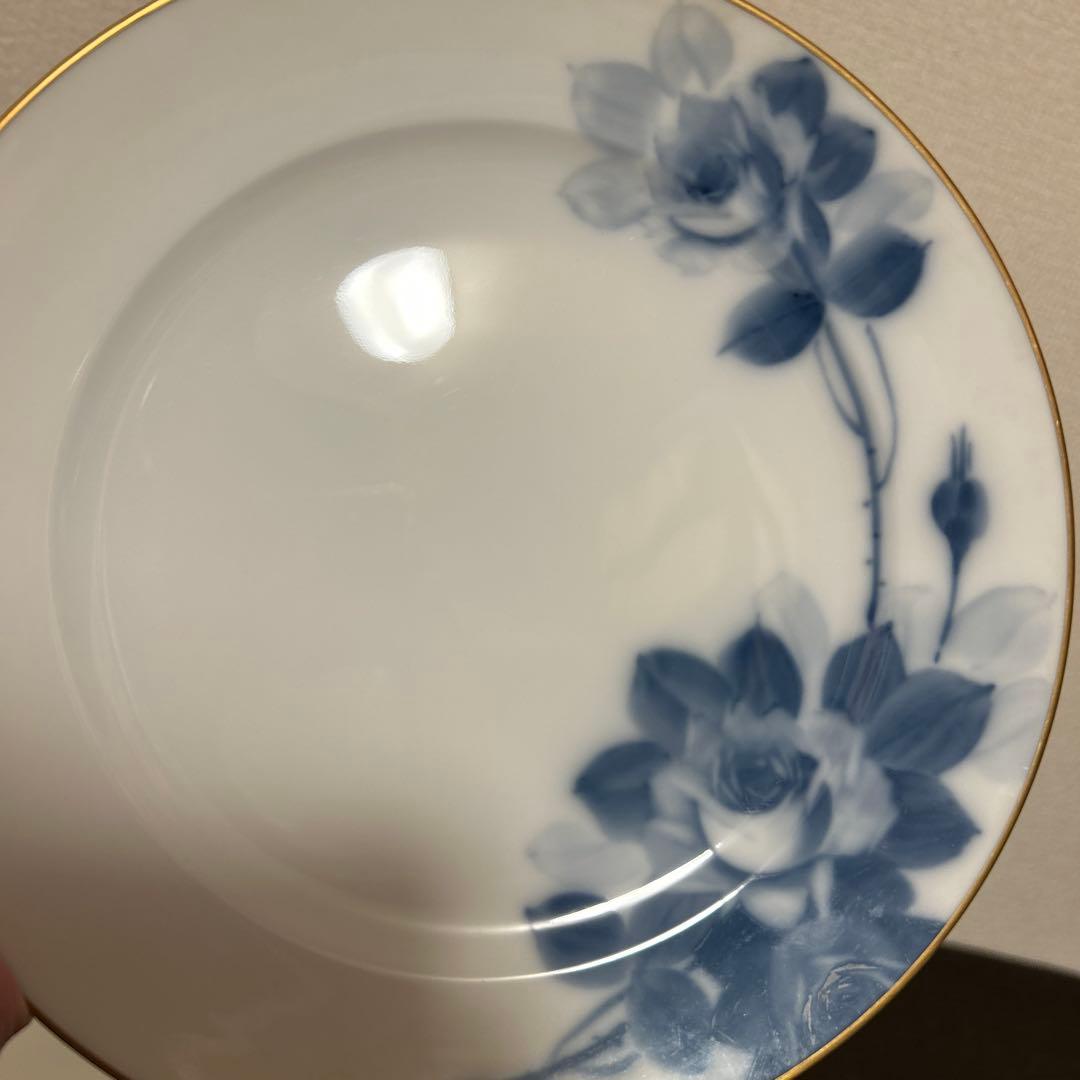 大倉陶園　ブルーローズ　デザートプレート 19.5cm ハンドデコレーテッド