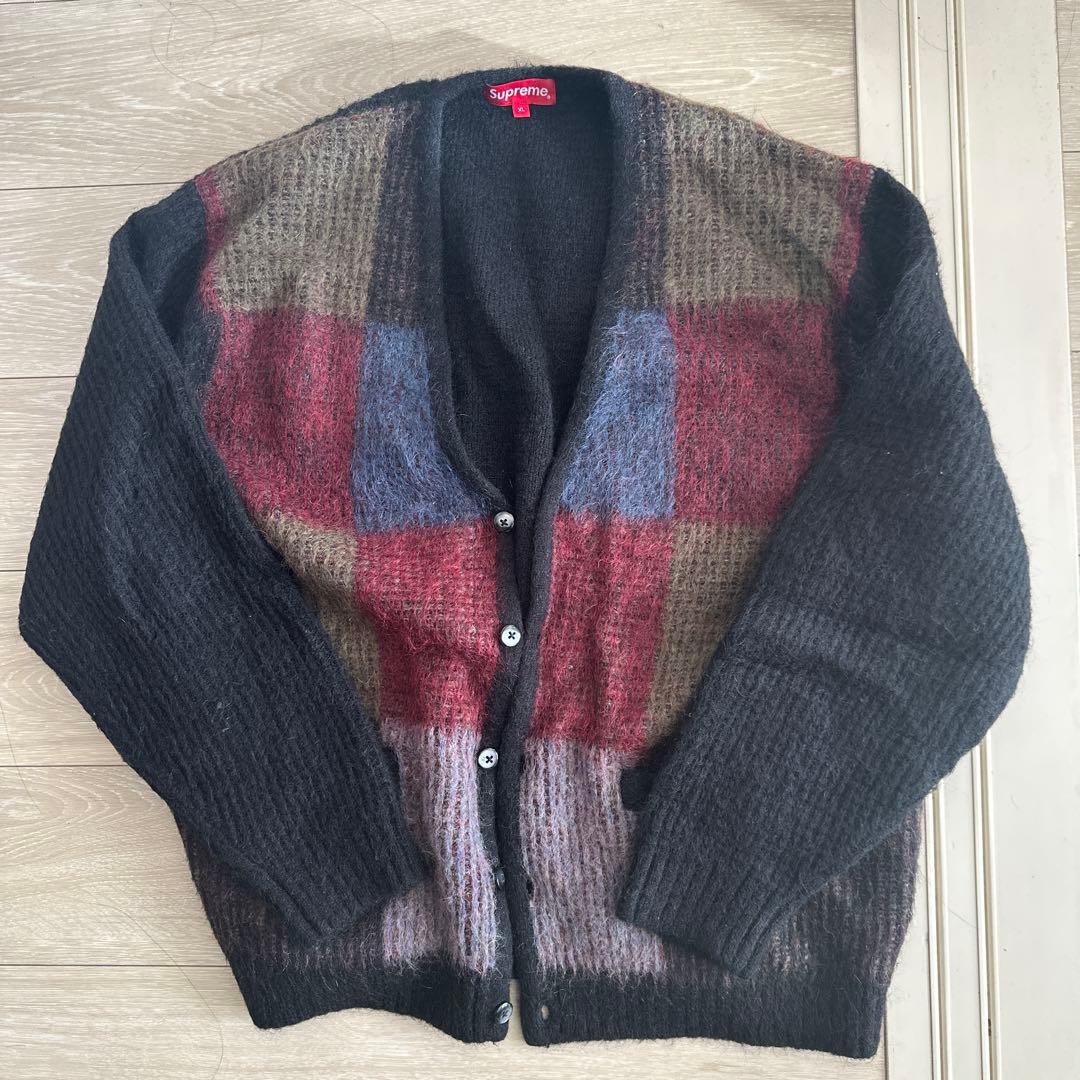 Supreme チェック柄 ニットカーディガン XL