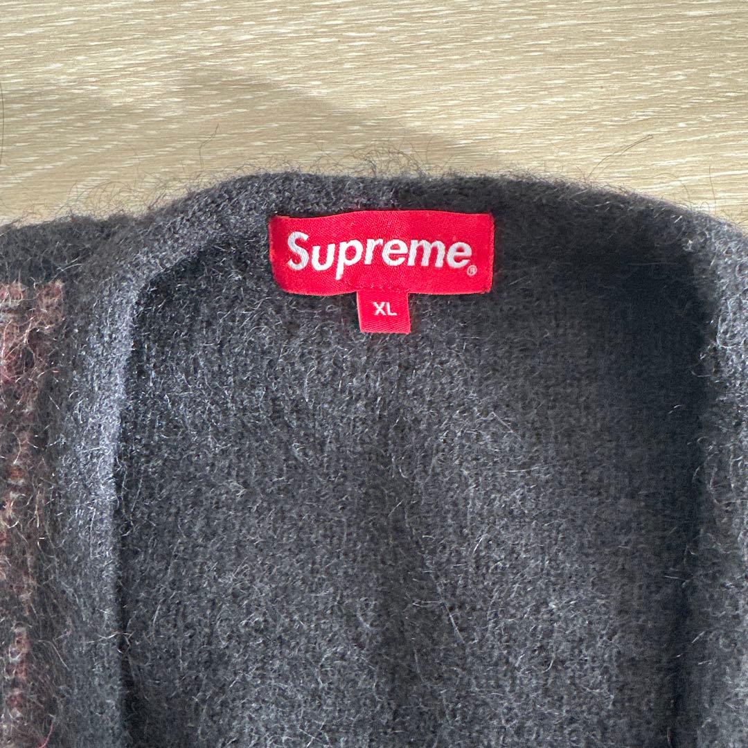 Supreme チェック柄 ニットカーディガン XL