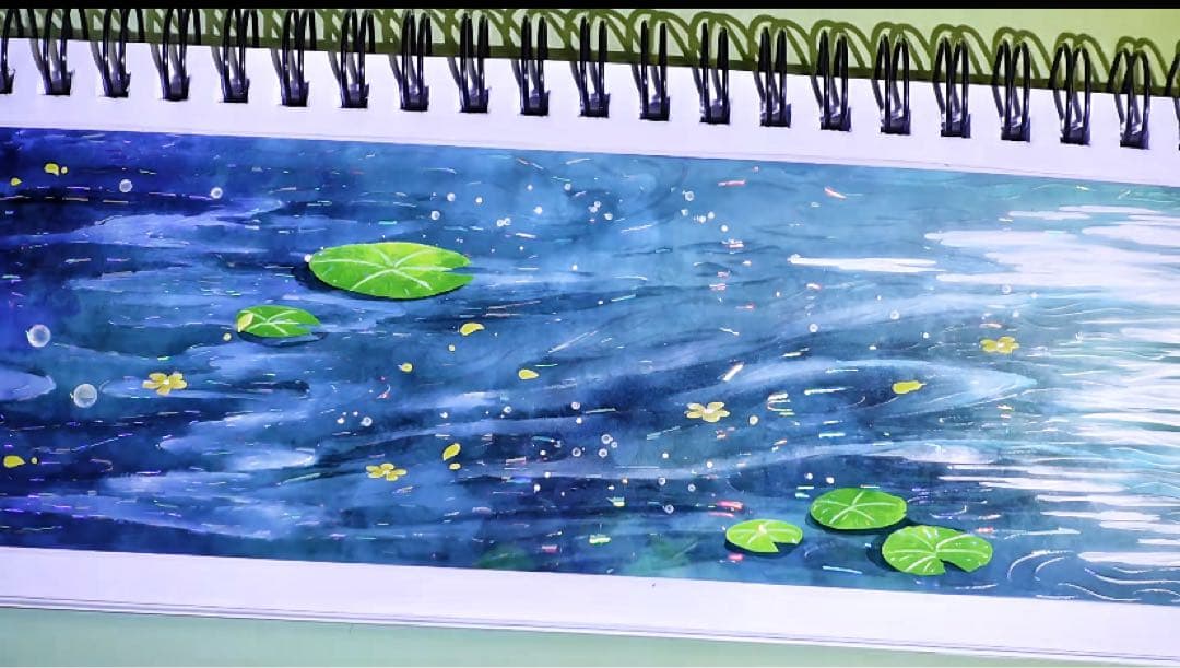 【9415】海外　マステ　6m巻　貝殻光マスキングテープ　夜　湖面　背景系