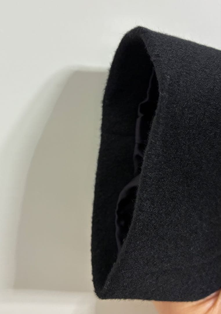 極美品７号イネドINED カシミヤ100%ラップコート 黒　冠婚葬祭フォーマル