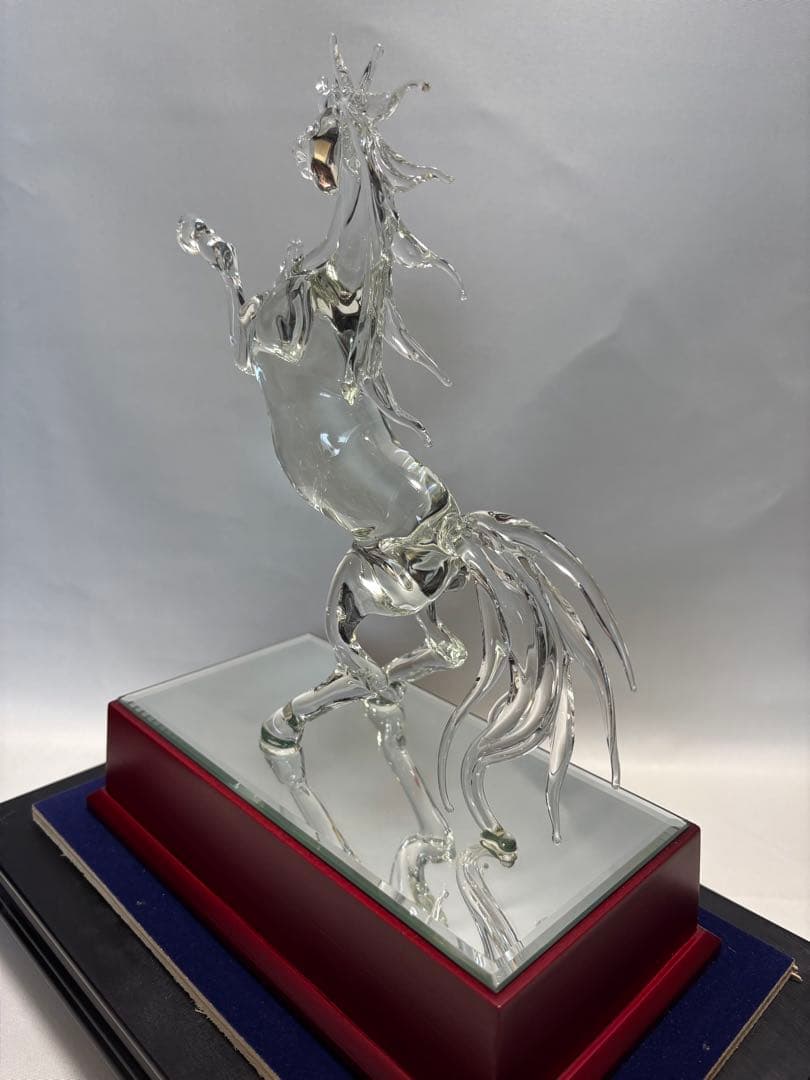 #水晶製 騎立ち馬オブジェ ケース付