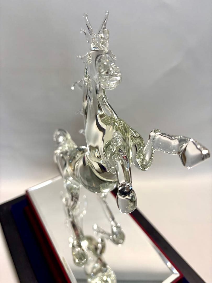 #水晶製 騎立ち馬オブジェ ケース付