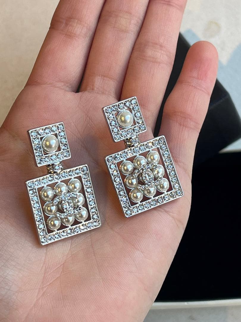 【極美品】CHANEL EARRINGS ココマーク メタルパール ピアス