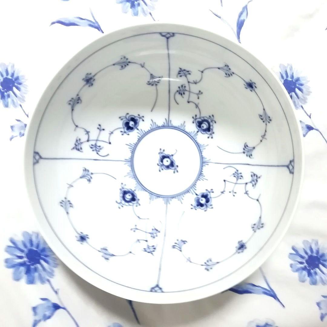 ロイヤルコペンハーゲン ボウル ハーフレース 大きい　ブルーフルーテッド