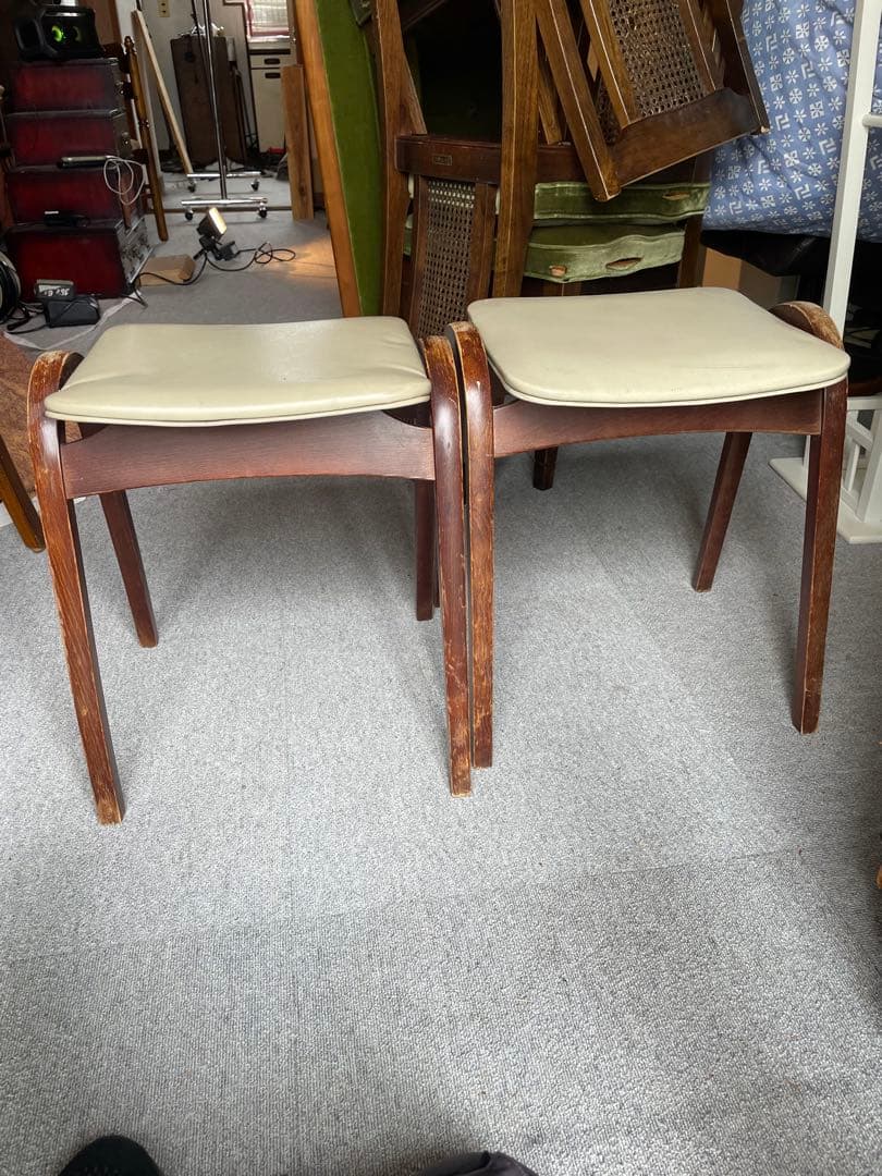 秋田木工　スタッキングスツール 剣持勇　ヴィンテージ　アンティーク　白　2脚