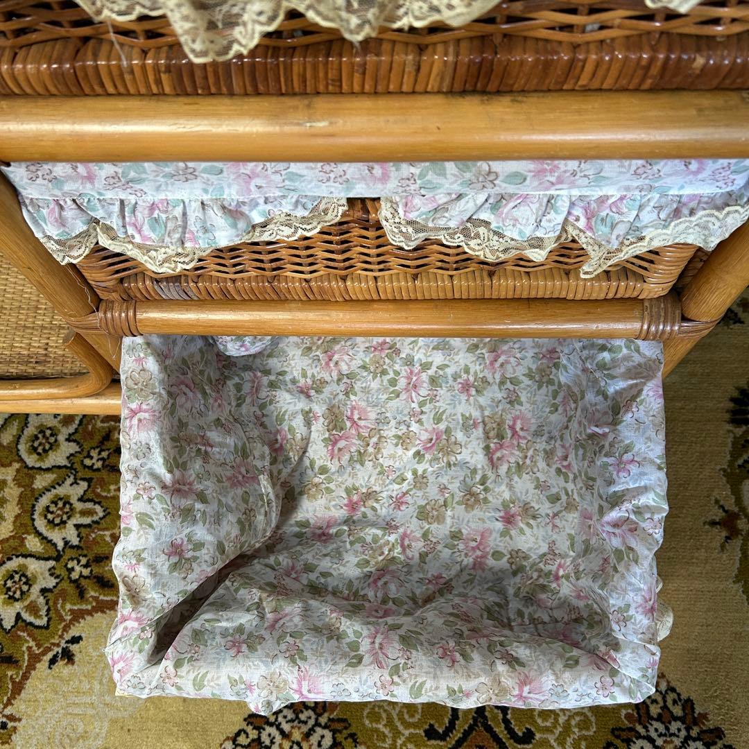 二合꧁籐家具꧂ラタンハンガーラック 衣類 衣服 洋服 収納 昭和レトロ