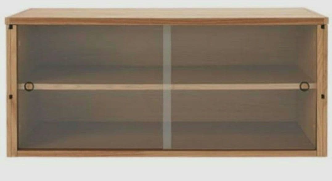 スチールユニットシェルフ用・ガラス引き戸・オーク材