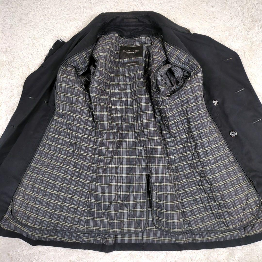 美品【M】バーバリーブラックレーベル　2way　トレンチコート　中綿ライナー　黒
