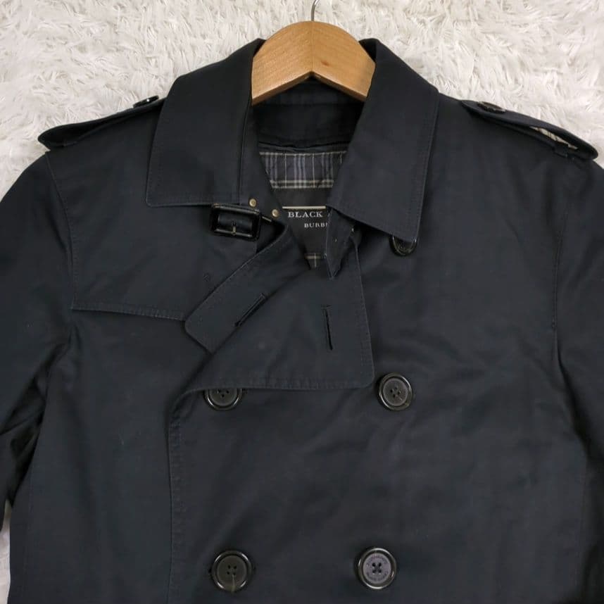 美品【M】バーバリーブラックレーベル　2way　トレンチコート　中綿ライナー　黒