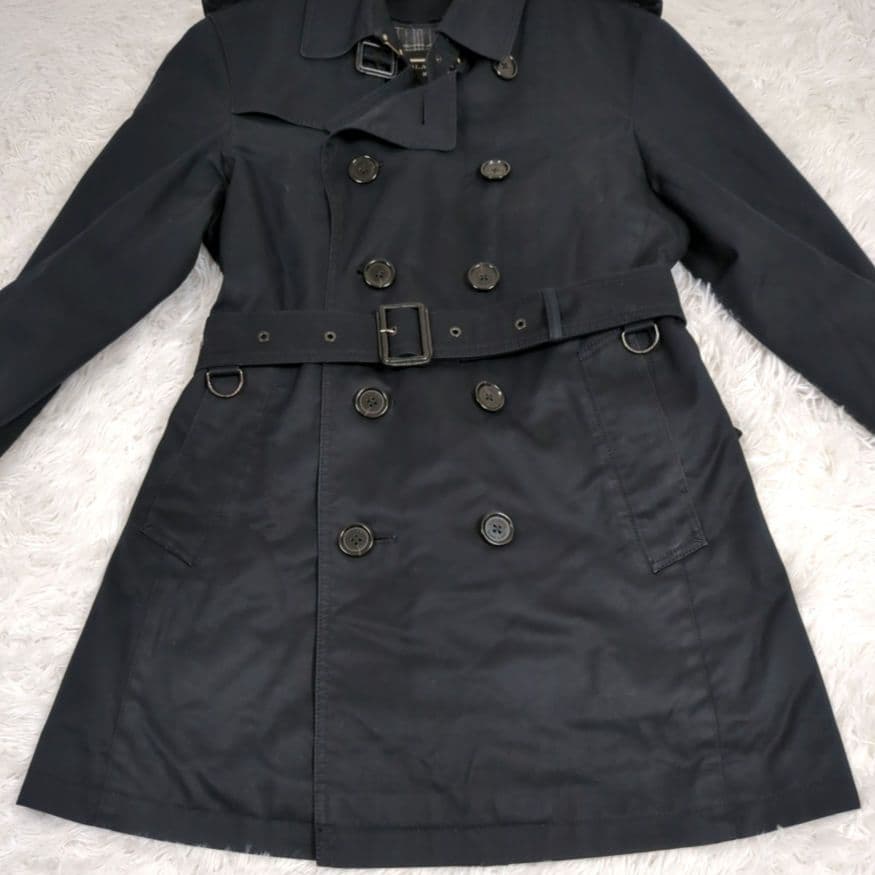 美品【M】バーバリーブラックレーベル　2way　トレンチコート　中綿ライナー　黒