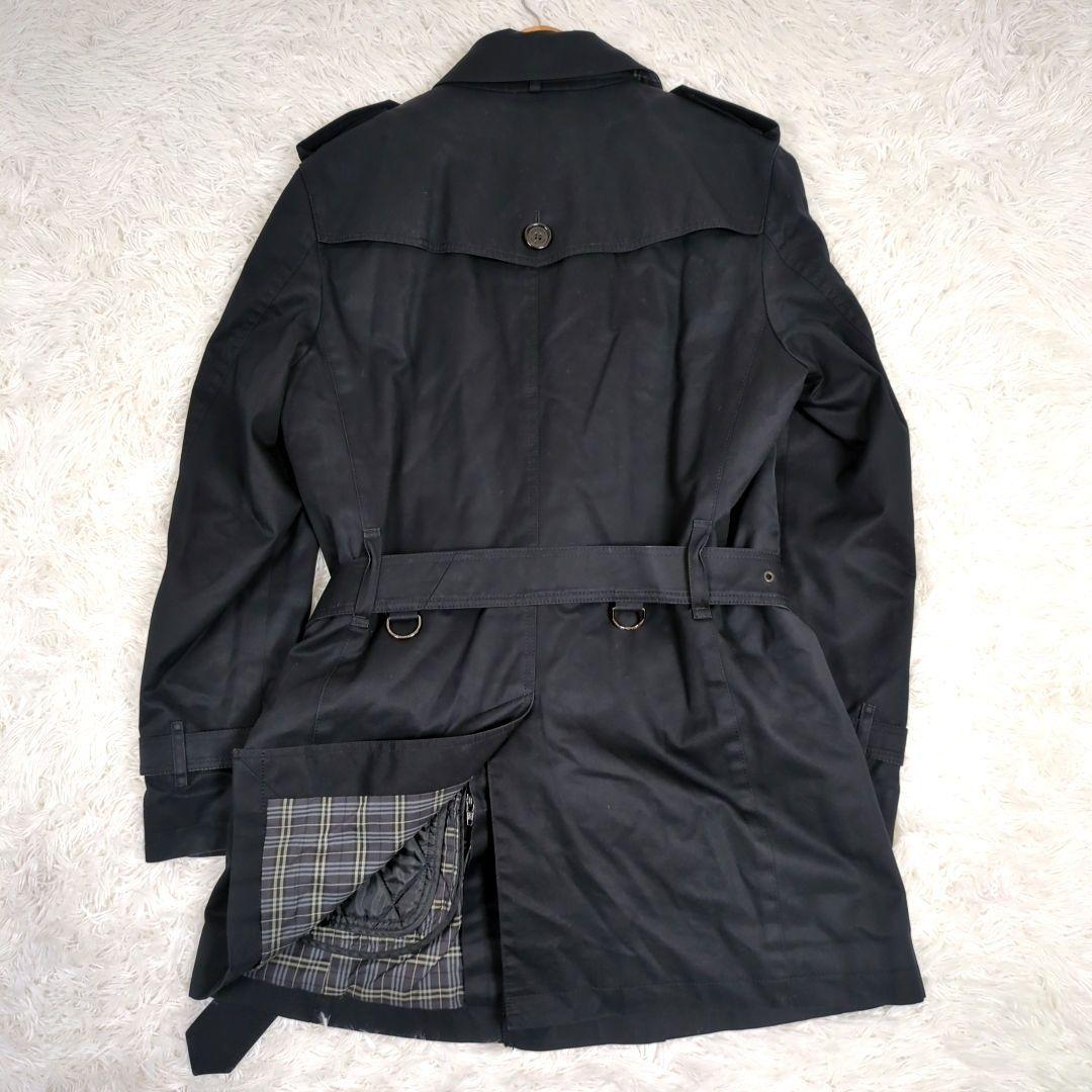 美品【M】バーバリーブラックレーベル　2way　トレンチコート　中綿ライナー　黒